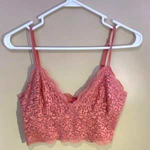 cropped lace top, target brand, baby pink, worn once. true to size